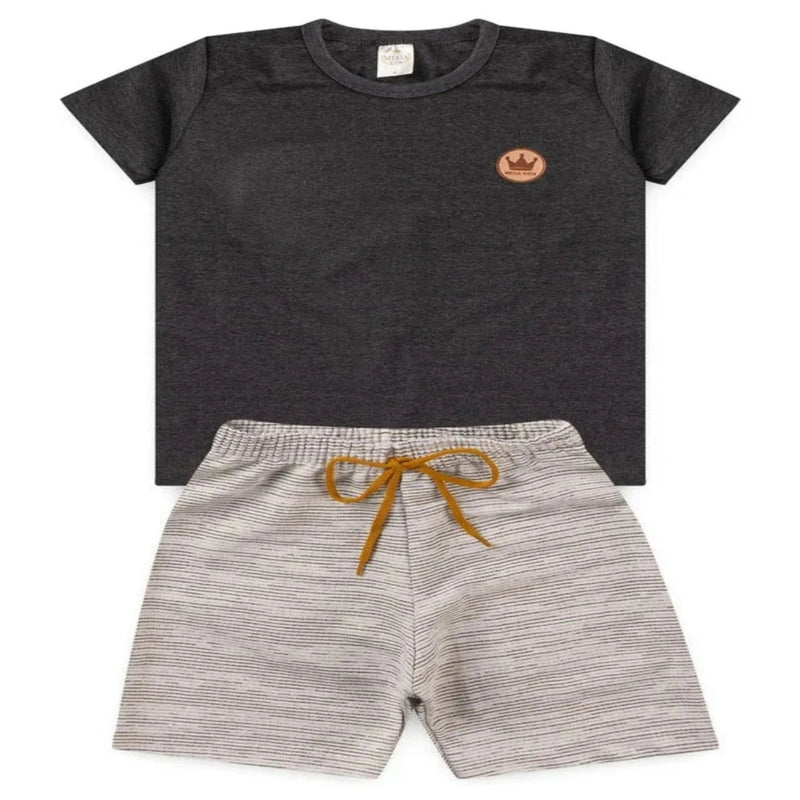 Conjunto Infantil Verão Masculino Plaquinha MK - Preto