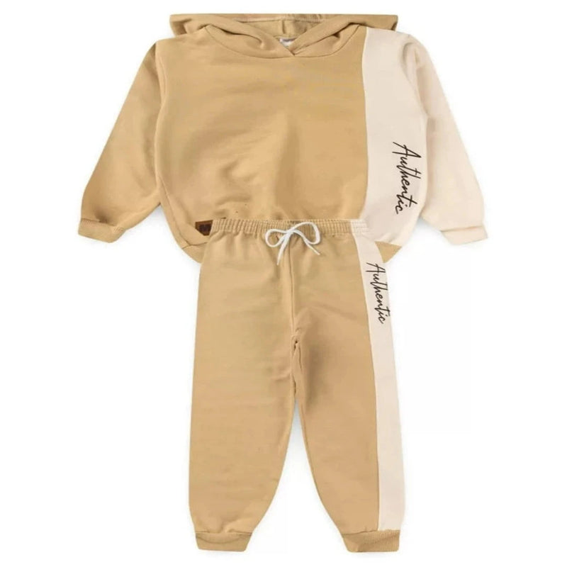 Conjunto Moletom Peluciado Infantil Masculino Authentic - Bege