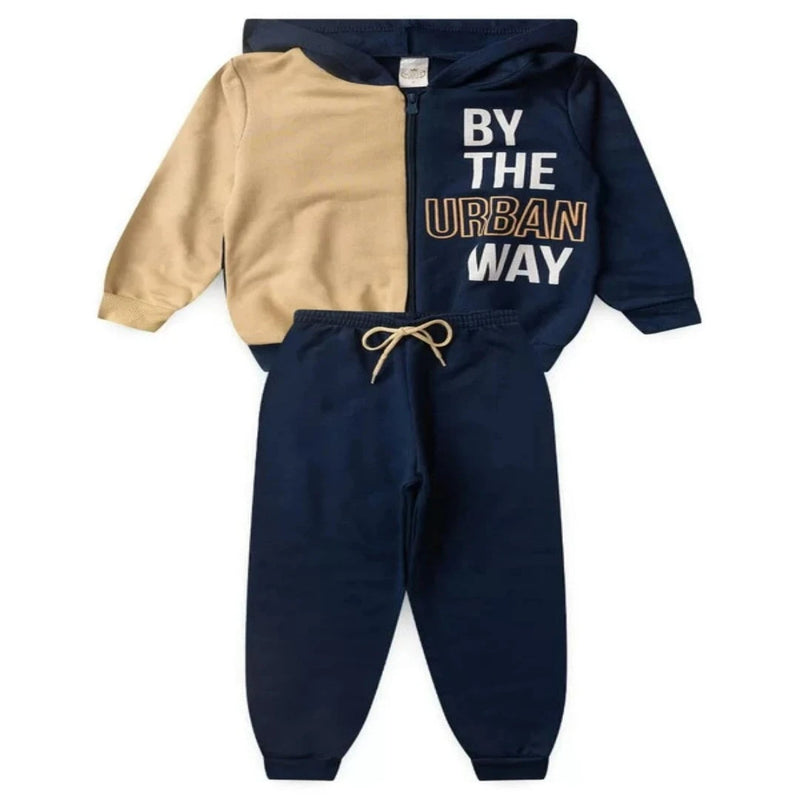 Conjunto Moletom Peluciado Infantil Masculino Urban - Marinho