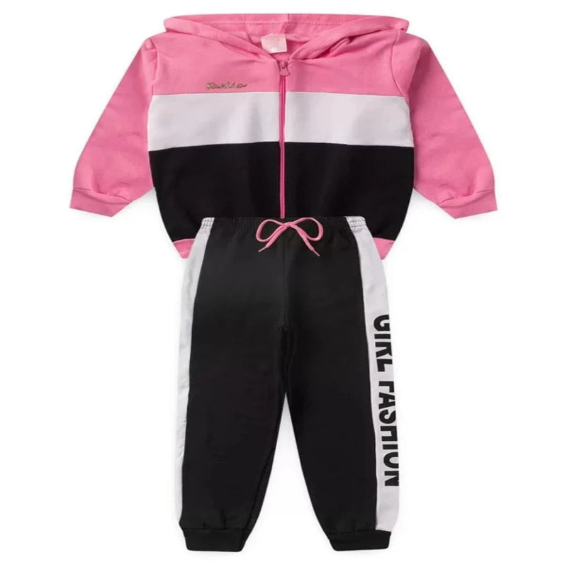 Conjunto Moletom Peluciado Infantil Feminino Girl Fashion - Rosa