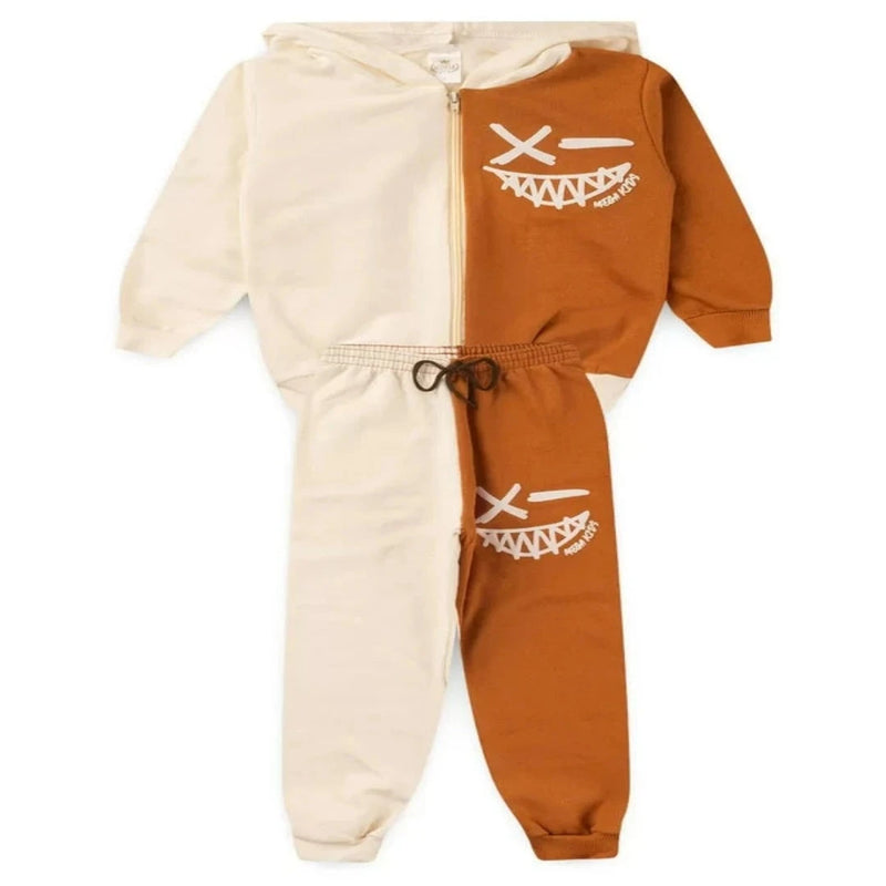 Conjunto Moletom Peluciado Infantil Masculino Sorriso - Off-White