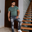 CALÇA JEANS MASCULINA BIGODE CINZA