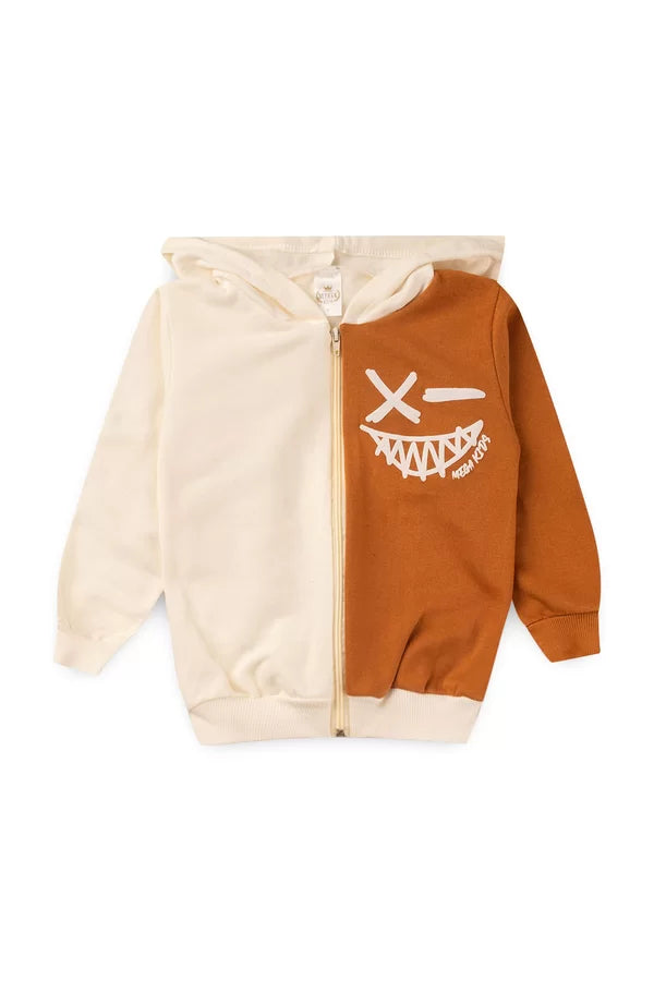 Conjunto Moletom Peluciado Infantil Masculino Sorriso - Off-White