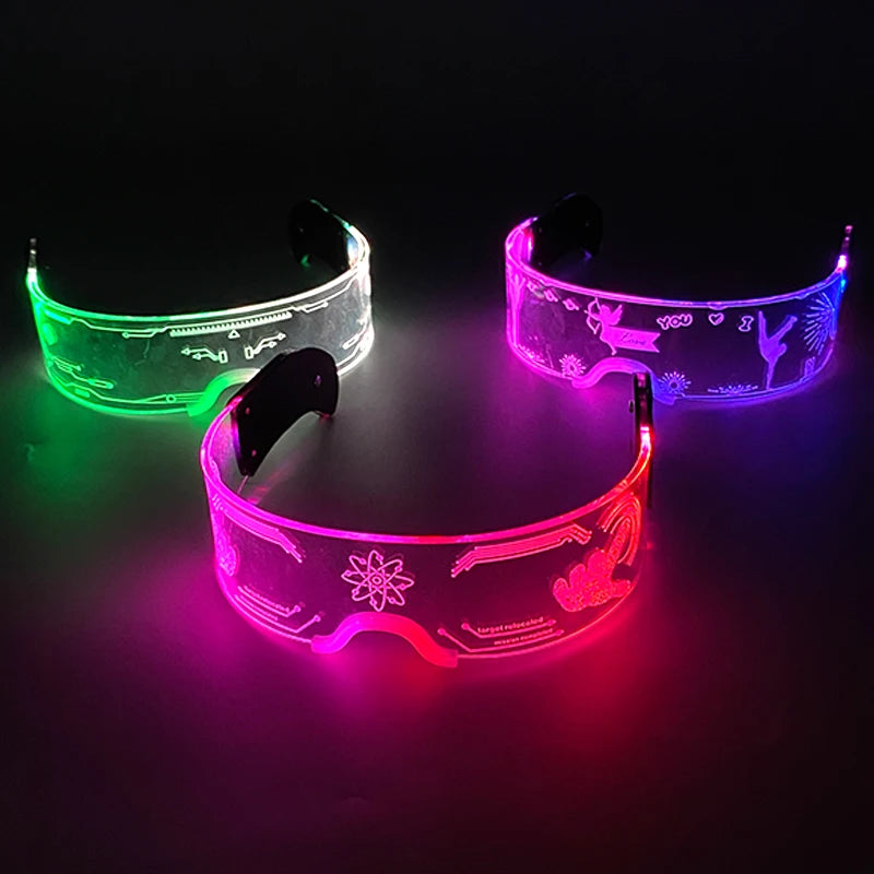 Luminous Colorful LED Light Up Glasses Luz de Neon Brilhante, Cool Flashing, Óculos de festa para boate, DJ, Dance Party Decor