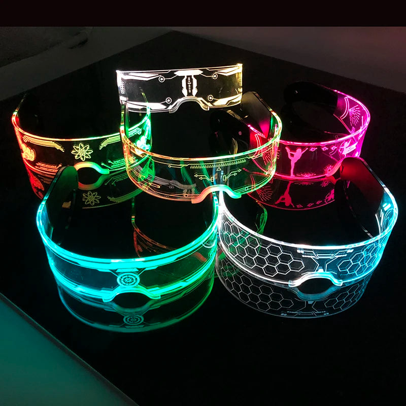 Luminous Colorful LED Light Up Glasses Luz de Neon Brilhante, Cool Flashing, Óculos de festa para boate, DJ, Dance Party Decor