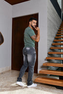 CALÇA JEANS MASCULINA BIGODE CINZA