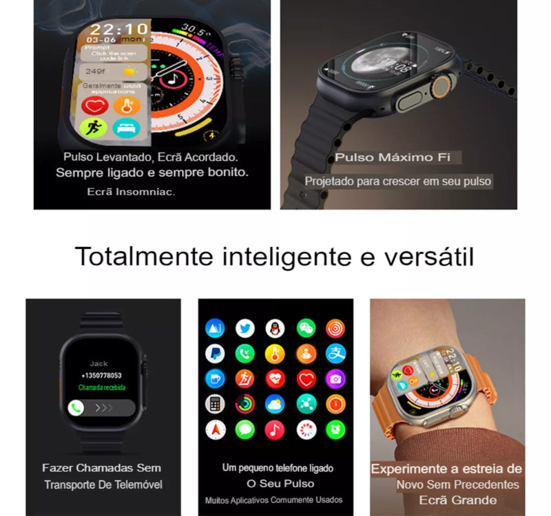 Smartwatch W69 Ultra Max Series 9 Amoled Nfc+pulseira Ocean Cor Preto Titânium